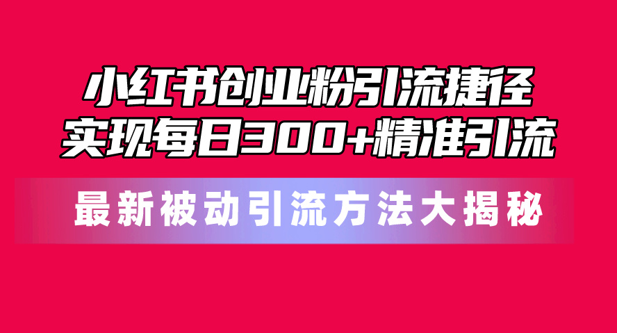 图片[1]-小红书创业粉引流捷径！最新被动引流方法大揭秘，实现每日300+精准引流 - 中创网-中创网