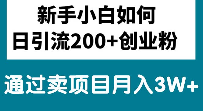 图片[1]-新手小白日引流200+创业粉,通过卖项目月入3W+ - 中创网-中创网