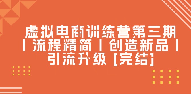 虚拟电商训练营第三期丨流程精简丨创造新品丨引流升级 - 中创网-中创网