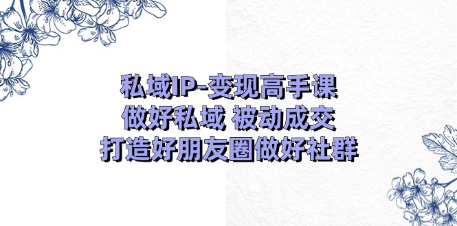 私域IP-变现高手课：做好私域 被动成交，打造好朋友圈做好社群 - 中创网-中创网