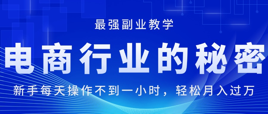 电商行业的秘密，新手每天操作不到一小时，月入过万轻轻松松，最强副业… - 中创网-中创网