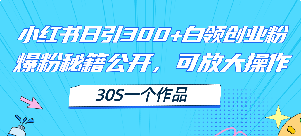 图片[1]-小红书日引300+高质白领创业粉，可放大操作，爆粉秘籍！30s一个作品 - 中创网-中创网
