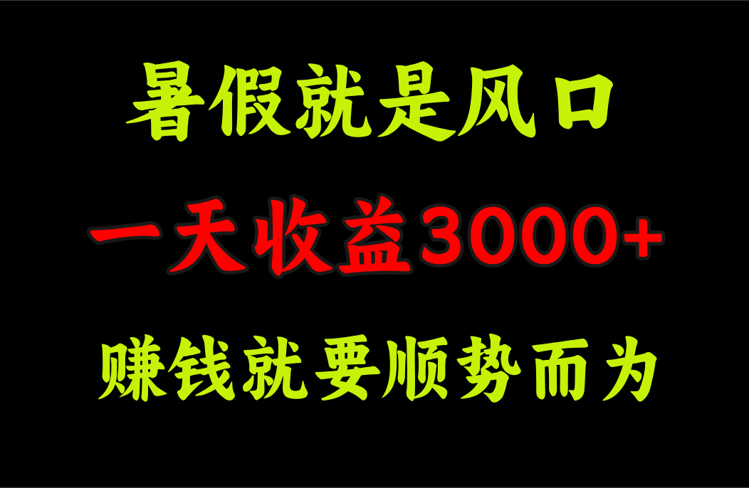 一天收益3000+ 赚钱就是顺势而为，暑假就是风口 - 中创网-中创网