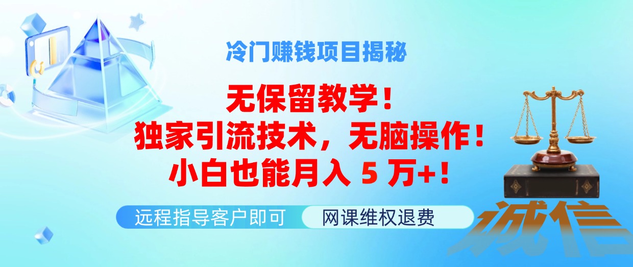 冷门赚钱项目无保留教学！独家引流技术，无脑操作！小白也能月入5万+！ - 中创网-中创网