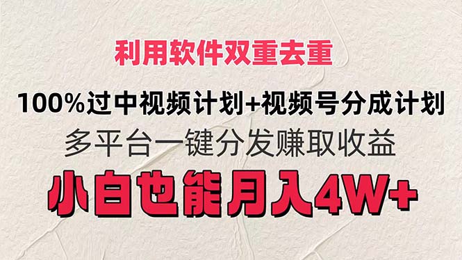 利用软件双重去重，100%过中视频+视频号分成计划小白也可以月入4W+ - 中创网-中创网