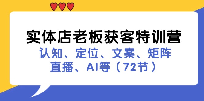实体店老板获客特训营：认知、定位、文案、矩阵、直播、AI等 - 中创网-中创网