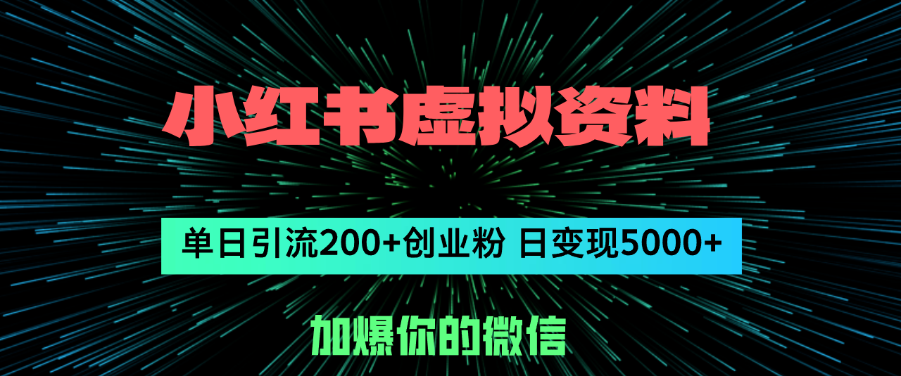图片[1]-小红书虚拟资料日引流200+创业粉，单日变现5000+ - 中创网-中创网