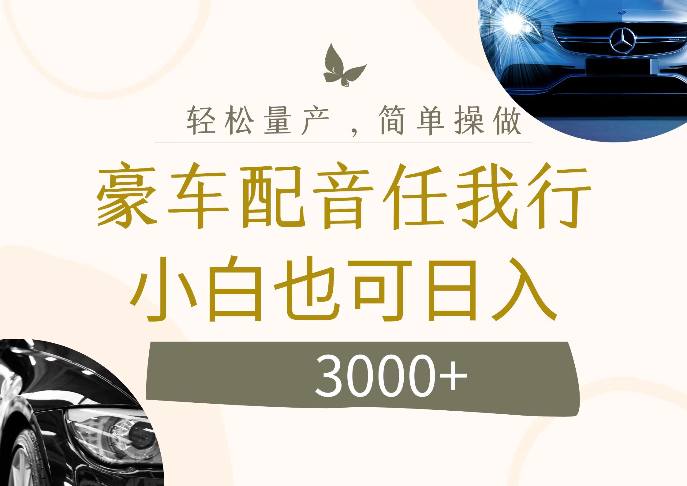 不为人知的暴力小项目，豪车配音，日入3000+ - 中创网-中创网