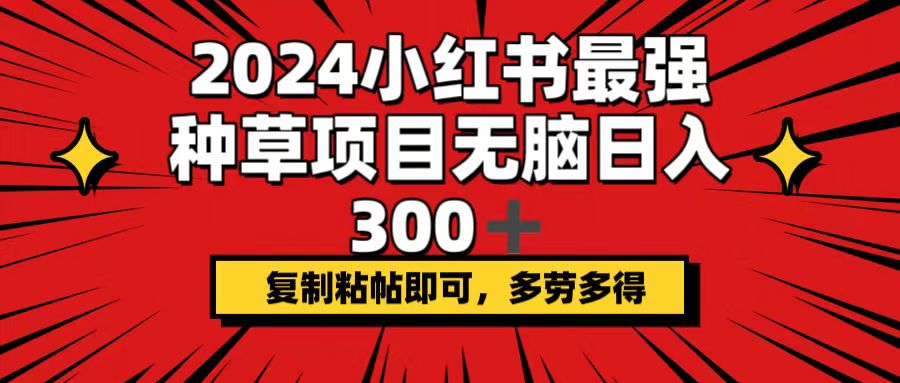 2024小红书最强种草项目，无脑日入300+，复制粘帖即可，多劳多得 - 中创网-中创网