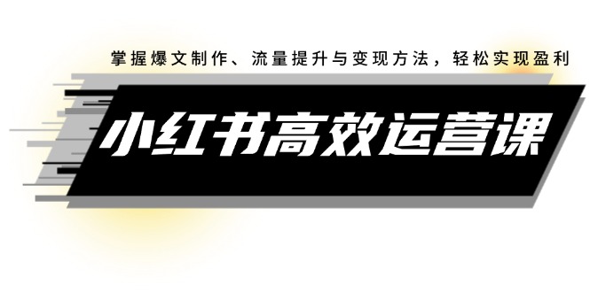 小红书高效运营课：掌握爆文制作、流量提升与变现方法，轻松实现盈利 - 中创网-中创网