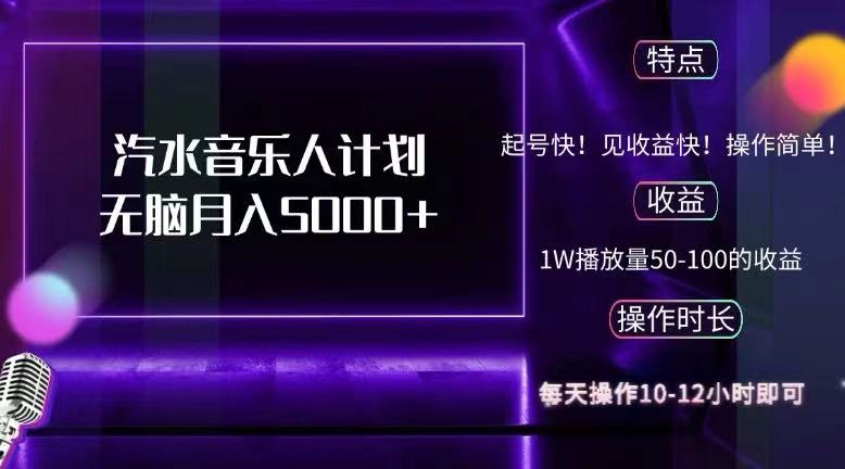 抖音汽水音乐人计划无脑月入5000+ - 中创网-中创网
