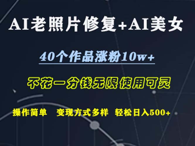 AI老照片修复+AI美女玩发 40个作品涨粉10w+ 不花一分钱使用可灵 操… - 中创网-中创网