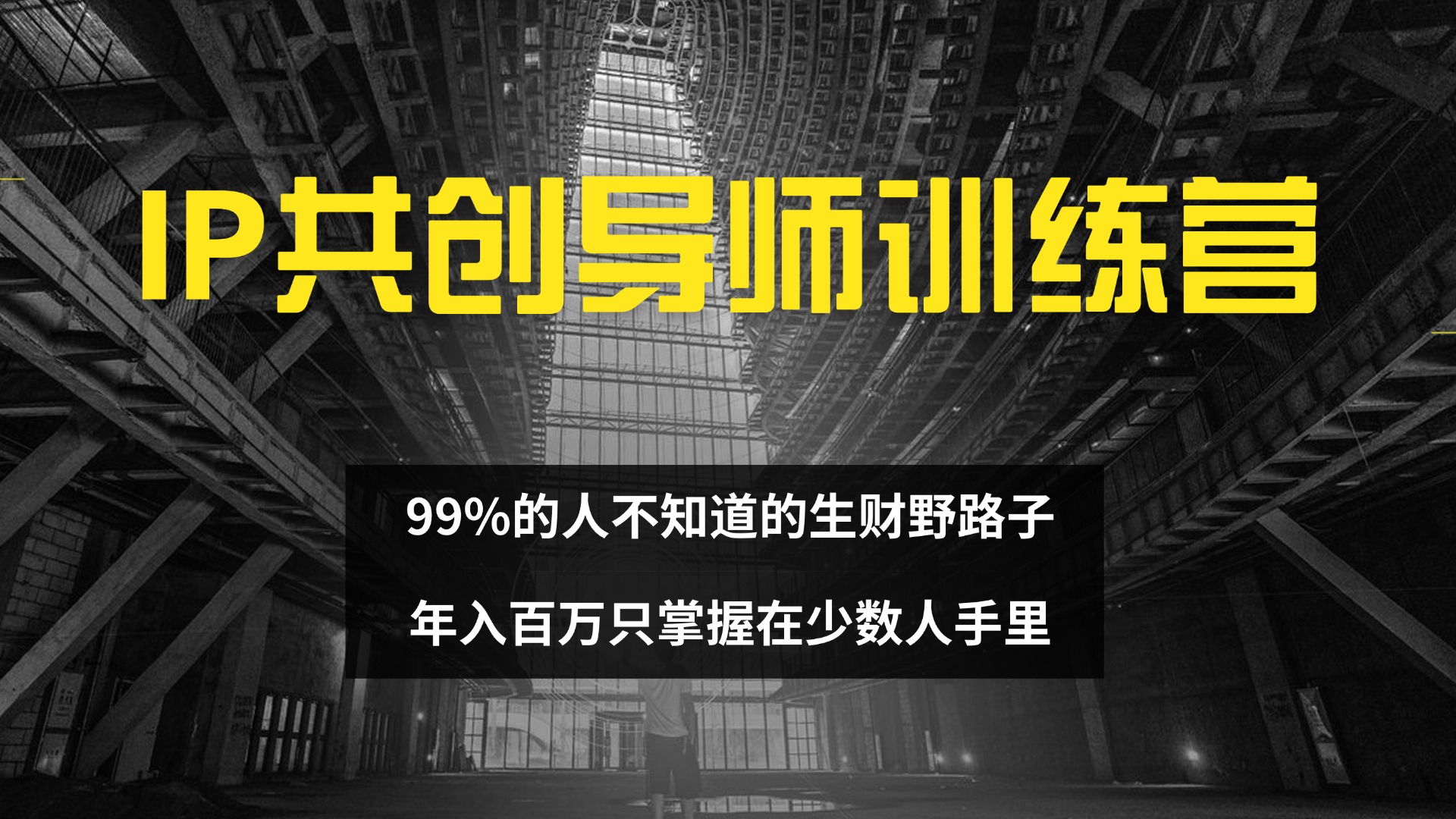 IP共创导师训练营 99%的人不知道的生财野路子 只掌握在少数人手里 - 中创网-中创网