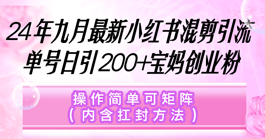 图片[1]-小红书混剪引流，单号日引200+宝妈创业粉，操作简单可矩阵（内含扛封… - 中创网-中创网