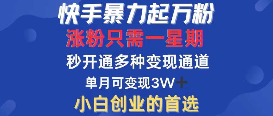 图片[1]-快手暴力起万粉，涨粉只需一星期，多种变现模式，直接秒开万合，小白创… - 中创网-中创网