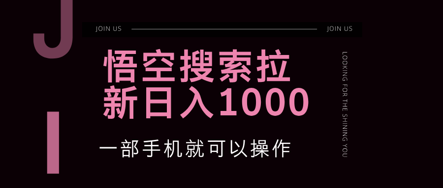 悟空搜索类拉新 蓝海项目 一部手机就可以操作 教程非常详细 - 中创网-中创网