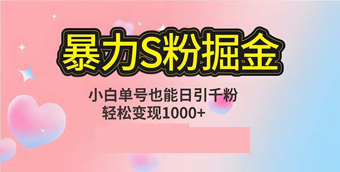图片[1]-单人单机日引千粉，变现1000+，S粉流量掘金计划攻略 - 中创网-中创网