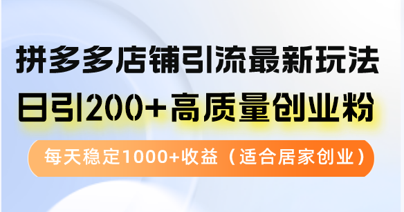 拼多多店铺引流最新玩法，日引200+高质量创业粉，每天稳定1000+收益（… - 中创网-中创网