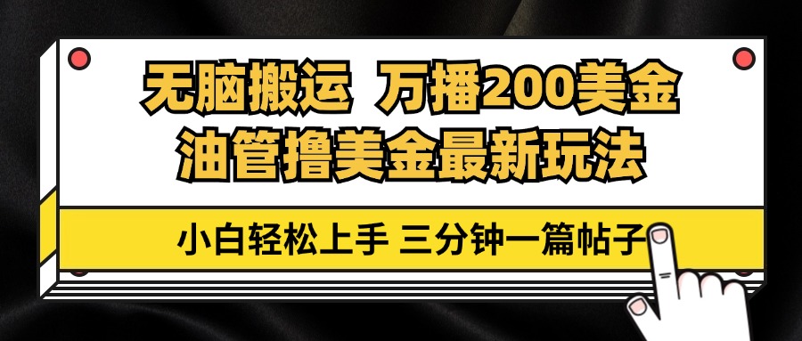 图片[1]-油管无脑搬运撸美金玩法教学，万播200刀，三分钟一篇帖子，小白轻松上手 - 中创网-中创网