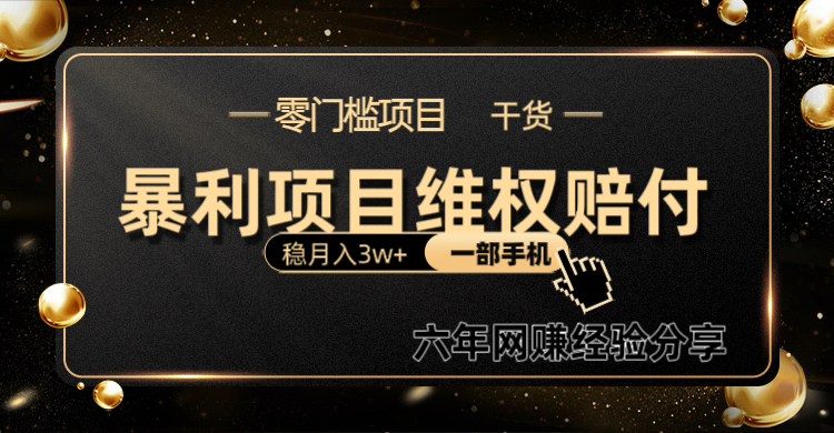 暴利项目线上维q赔付小白月入3w+一部手机改变思维不用剪辑写文案 - 中创网-中创网