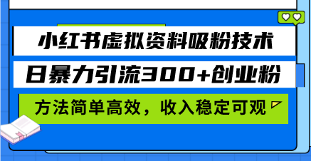 小红书虚拟资料吸粉技术，日暴力引流300+创业粉，方法简单高效，收入稳… - 中创网-中创网