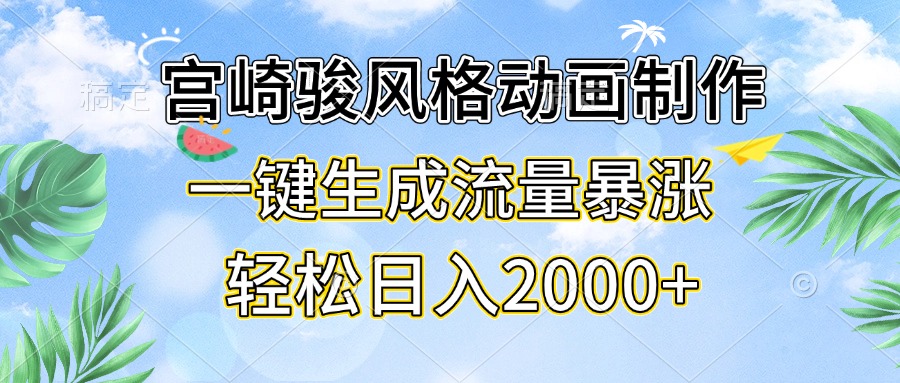 宫崎骏风格动画制作，一键生成流量暴涨，轻松日入2000+ - 中创网-中创网