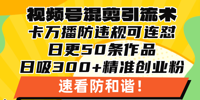 图片[1]-视频号混剪引流技术，500万播放引流17000创业粉，操作简单当天学会 - 中创网-中创网