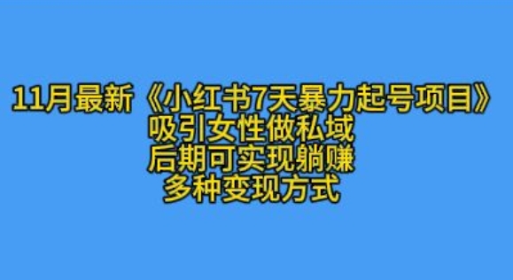 K总部落11月最新小红书7天暴力起号项目，吸引女性做私域 - 中创网-中创网