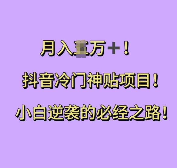 抖音冷门神贴项目，小白逆袭的必经之路，月入过W - 中创网-中创网