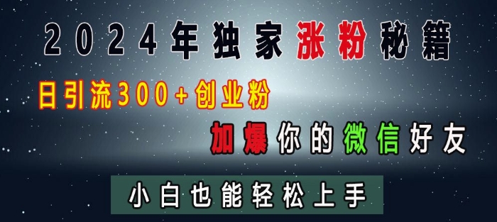 2024年独家涨粉秘籍，日引流300+创业粉，加爆你的微信好友，小白也能轻松上手 - 中创网-中创网
