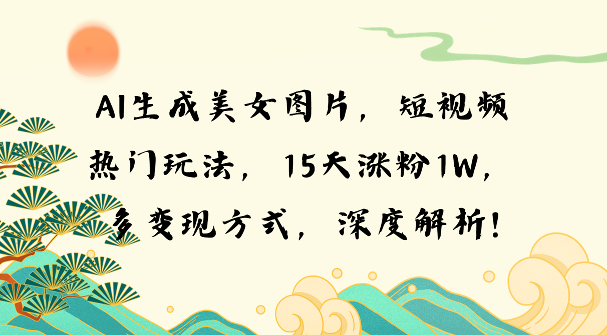 AI生成美女图片，短视频热门玩法，15天涨粉1W，多变现方式，深度解析! - 中创网-中创网