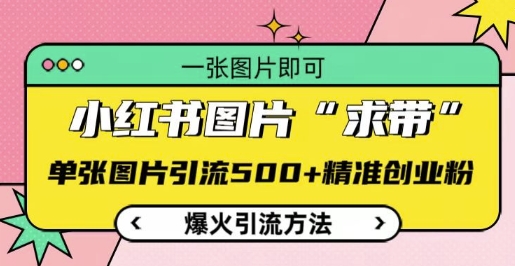 小红书图片‘求带’爆火引流法，单张图片引流500+精准创业粉 - 中创网-中创网