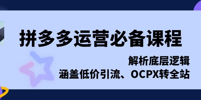 拼多多运营必备课程，解析底层逻辑，涵盖低价引流、OCPX转全站 - 中创网-中创网