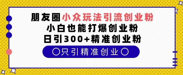 朋友圈小众玩法引流创业粉，小白也能打爆创业粉，日引300+精准创业粉 - 中创网-中创网