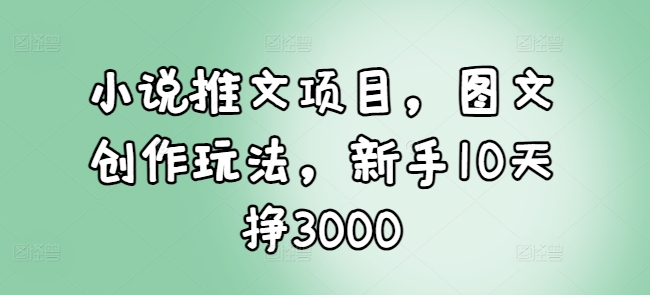 小说推文项目，图文创作玩法，新手10天挣3000 - 中创网-中创网
