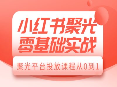 小红书聚光零基础实战，聚光平台投放课程从0到1 - 中创网-中创网