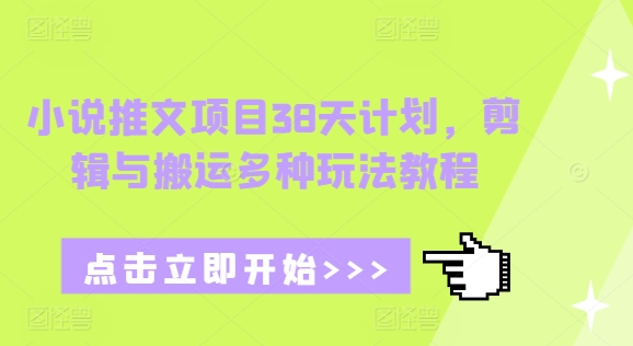 小说推文项目38天计划，剪辑与搬运多种玩法教程 - 中创网-中创网