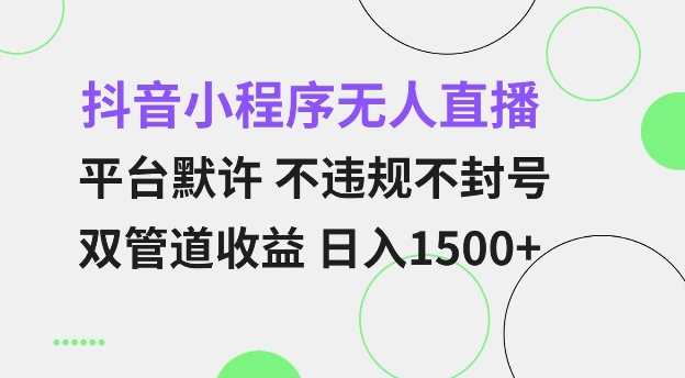 抖音小程序无人直播 平台默许 不违规不封号 双管道收益 日入多张 小白也能轻松操作【仅揭秘】 - 中创网-中创网