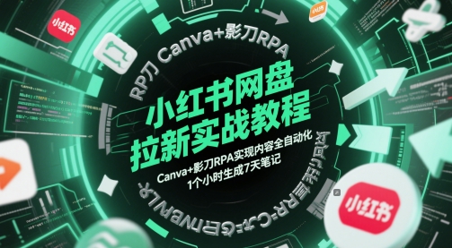 小红书网盘拉新实战教程，Canva+影刀RPA实现内容全自动化，1个小时生成7天笔记 - 中创网-中创网