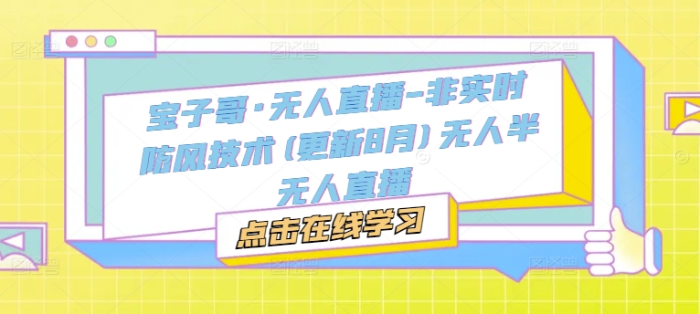 宝子哥·无人直播-非实时防风技术(更新25年5月)无人半无人直播 - 中创网-中创网