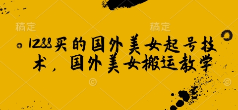 1288买的国外美女起号技术，国外美女搬运教学 - 中创网-中创网