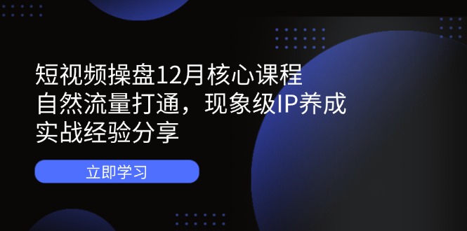 短视频操盘12月核心课程：自然流量打通，现象级IP养成，实战经验分享 - 中创网-中创网