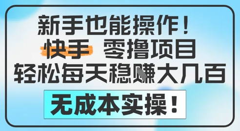新手也能操作，快手零撸挣米，轻松每天挣2-5张，完全无成本 - 中创网-中创网