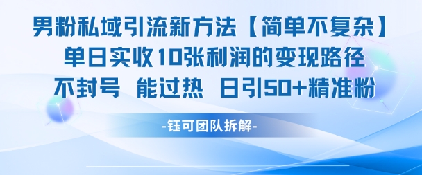 男粉私域引流新方法，单日收10张利润，日引流50+精准粉 - 中创网-中创网
