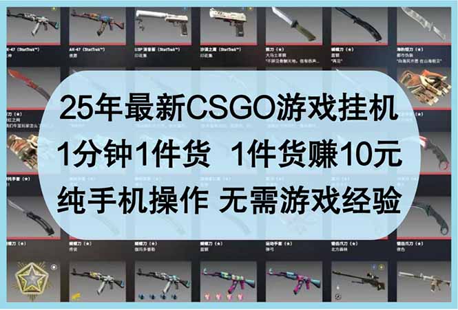 25年最新CSGO游戏挂机，1分钟1件货，1件货赚10元 纯手机操作 无需游戏经验 - 中创网-中创网