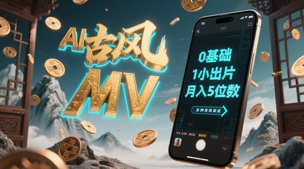 AI一键生成古风音乐MV，0剪辑基础1小时出片，多种变现渠道，一部手机月入5位数 - 中创网-中创网