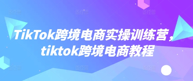 TikTok跨境电商实操训练营，tiktok跨境电商教程 - 中创网-中创网