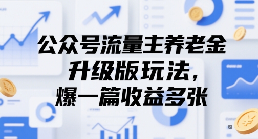 公众号流量主养老金升级版玩法，爆一篇收益多张 - 中创网-中创网