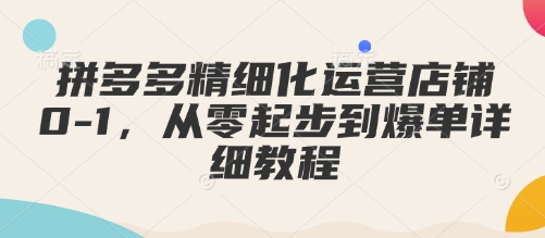 拼多多精细化运营店铺0-1，从零起步到爆单详细教程 - 中创网-中创网