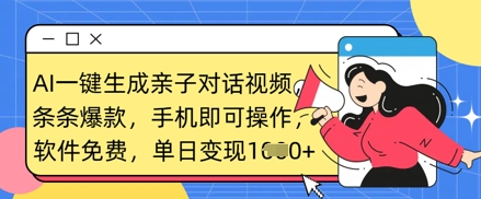 AI一键生成亲子对话视频，条条爆款，一部手机即可操作，单日变现数张 - 中创网-中创网